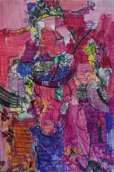 顾黎明，福禄寿，195×140cm，布面油彩，2015