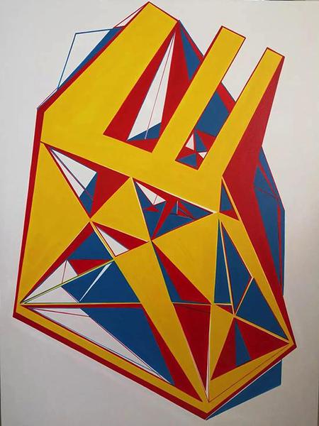 李宏，交错系列之五，120×90cm，布面丙烯，2017