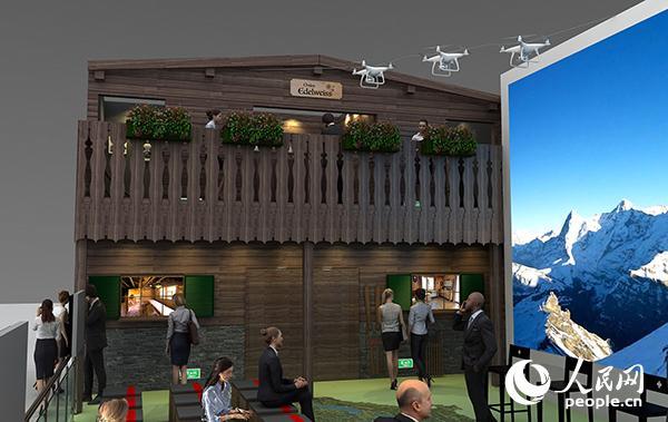 进博会瑞士国家馆小木屋立面效果图。瑞士驻华使馆供图