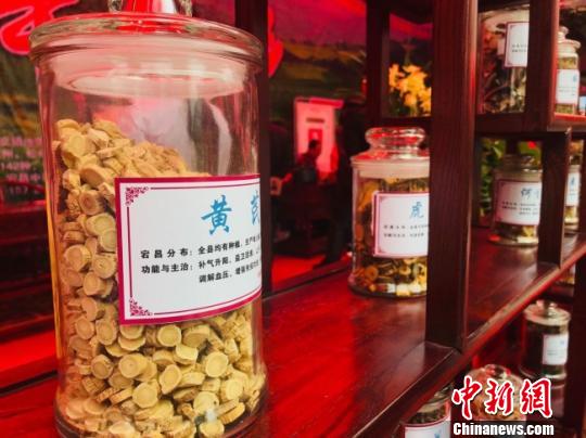 图为活动期间展出的甘肃陇南市中药材?！°奇?摄