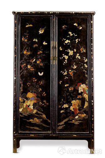 明　黑漆百宝嵌圆角柜