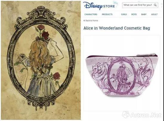 ▲Katie Woodger的画作被迪斯尼盗用，制成化妆袋出售