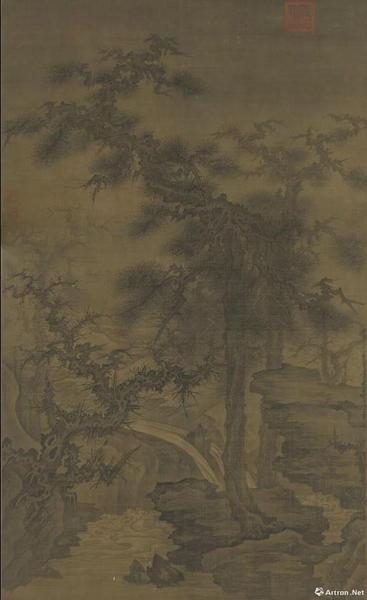 宋人松泉磐石轴 李成 160.3x96.8公分，现藏于台北故宫博物院