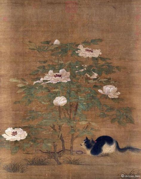 宋人《富贵花狸》轴 141x107.5cm 全幅长&nbsp; 122cm，现藏于台北故宫博物院