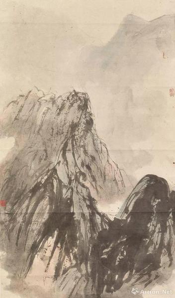 拍品编号1288&nbsp;傅抱石《华岳群秀》设色纸本 镜框