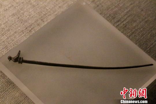 汉代漆鸠杖。　朱建兵 摄