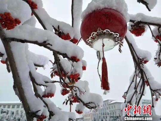 图为街边雪景?！≌哦?摄