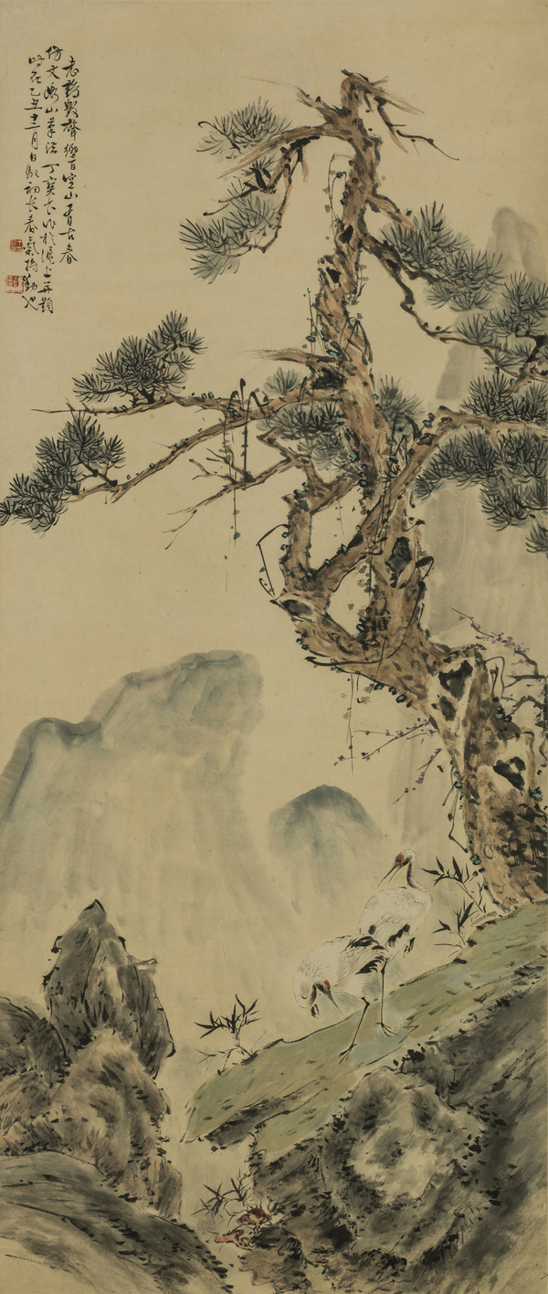 《松鹤图》  丁宝书   现代