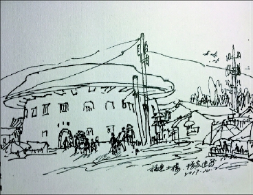 福建土楼（速写）  周增炎  作