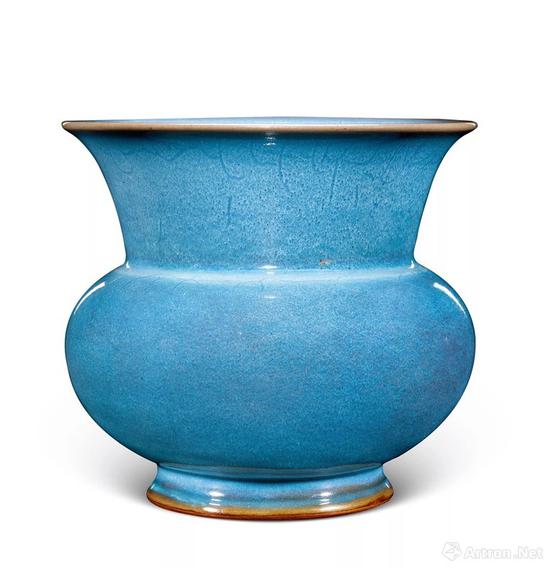 明早期钧窑天青釉花盆