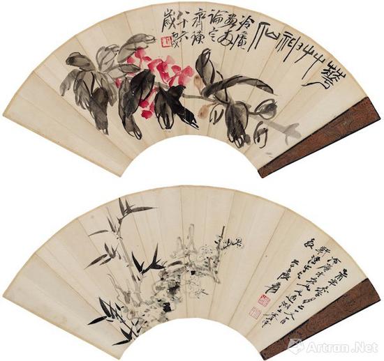 齐白石、张大千&nbsp;《花草神仙&梅竹双清》&nbsp;317.75万元