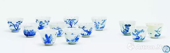 清康熙 青花十二花神杯（一套） 匡时2016春拍&nbsp; 北京匡时供图