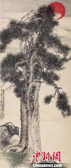 吴昌硕与顾西津创作的《红日苍松》最终以350.75万元成交。主办方提供