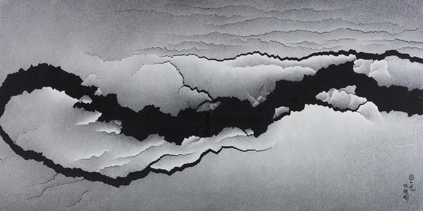 仇德树，裂变 - 太和，122×244cm，宣纸、丙烯、画布，2008
