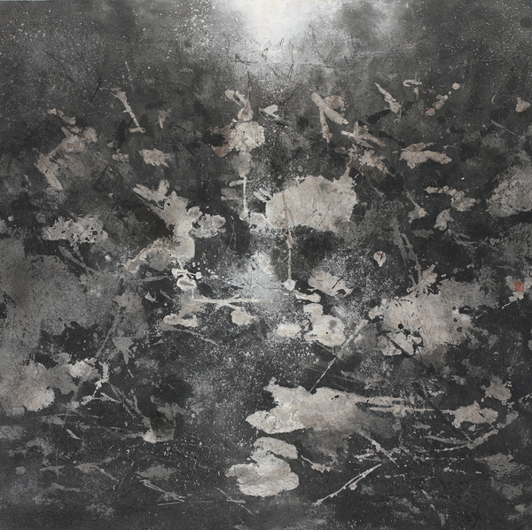 陆春涛，荷塘·2014No.105，97×97cm，纸本水墨设色，2014