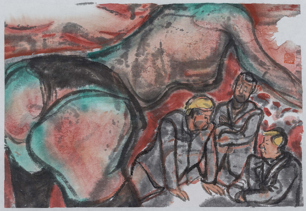 王晓辉，手稿2012-2018系列，14×20cm，纸本水墨设色，2018