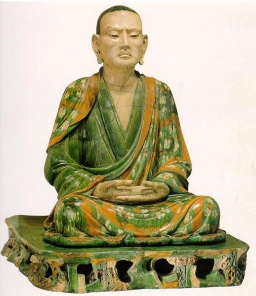 三彩罗汉塑像 辽/金？纳尔逊——阿特金斯博物馆藏