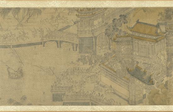 传 元人 《龙舟夺标图》局部 台北故宫博物院藏