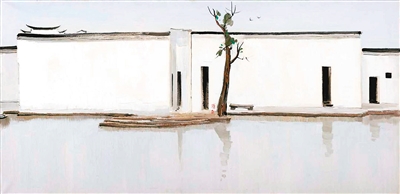 《双燕》布面油画 吴冠中