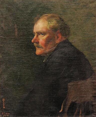 李铁夫 音乐家 67.5×56cm 布面油彩&nbsp;1918年 广州美术学院美术馆藏