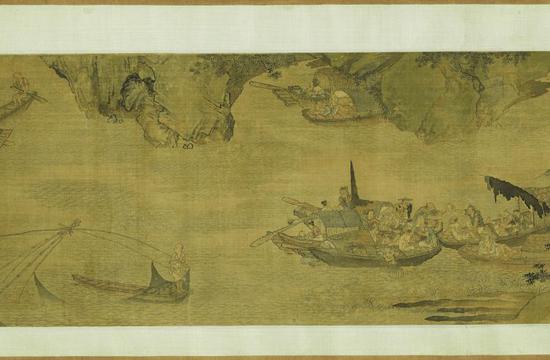 明周臣《渔邨图》卷（局部） 