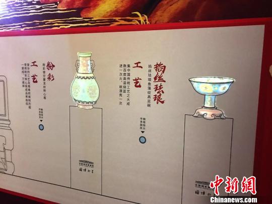 展厅展示了粉彩、掐丝珐琅等六大非遗国技。　王子涛 摄