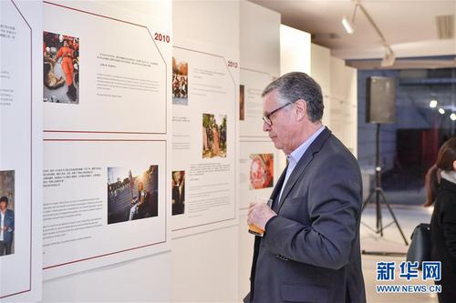 1月8日，一名观众在法国巴黎观看展览。  新华社记者 陈益宸 摄