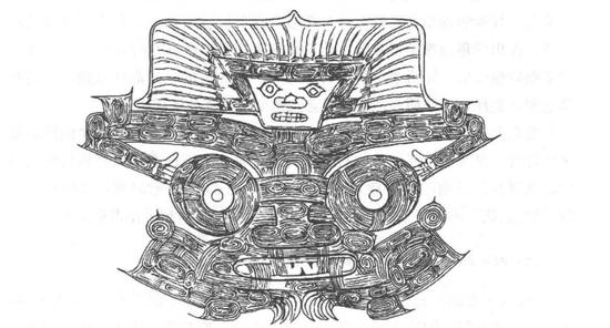 良渚聚落群反山遗址12号墓出土玉琮表面刻划的神人兽面纹图案。