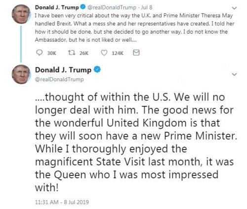 特朗普社交网站“推特”截图。