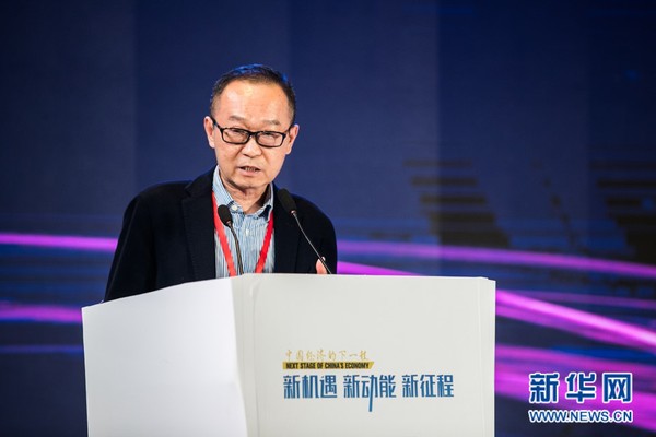 复旦大学经济学院院长、中国经济研究中心主任张军发表演讲。新华网 郭小天 摄