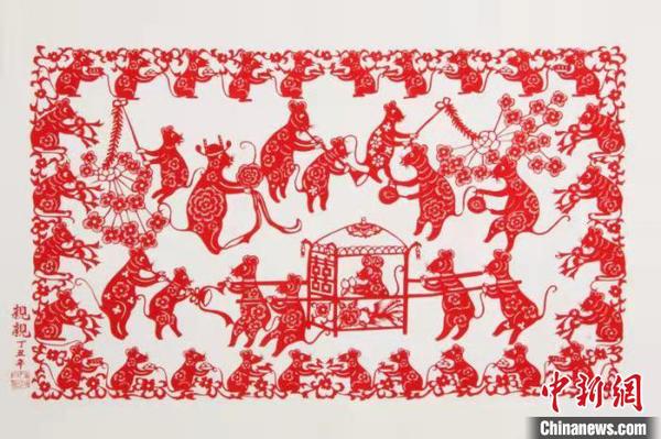 图为参展的“老鼠娶亲”木版年画。河北博物院供图