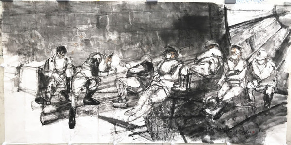 8 作者：罗江 作品名称：稍息片刻   雷神山医院工地之二