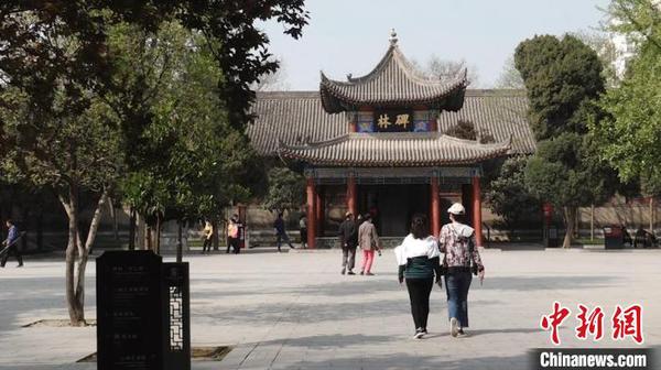 图为民众在西安碑林博物馆参观?！〉程镆?摄