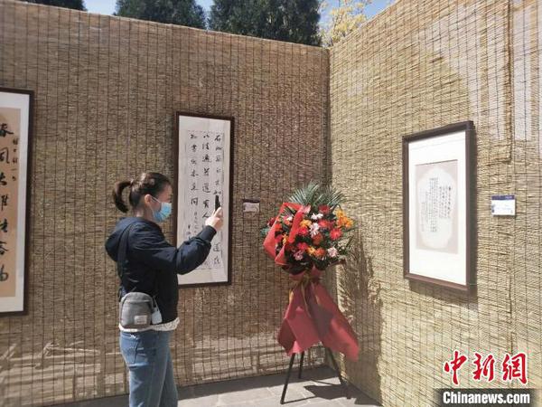 百余幅书法作品亮相千年古刹双塔寺?！⊙钆迮?摄