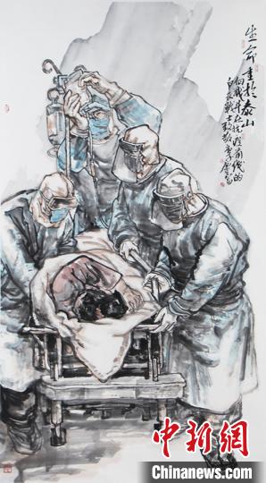 李庆富《生命重于泰山》。太原美术馆供图