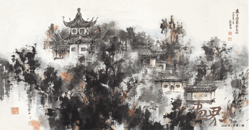 寒山寺-96x198cm-1987年-何镜涵