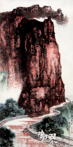 渠水穿山来70x135cm-1973年-何镜涵