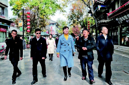 2019年12月，楚雄州政协主席杨静（中）参加州政协第二界别委员党支部主题党日暨界别委员活动，带队调研基层社会治理工作。