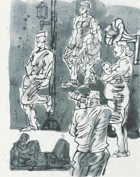 杨晓阳  陕北写生系列之二 纸本水墨  34×45cm