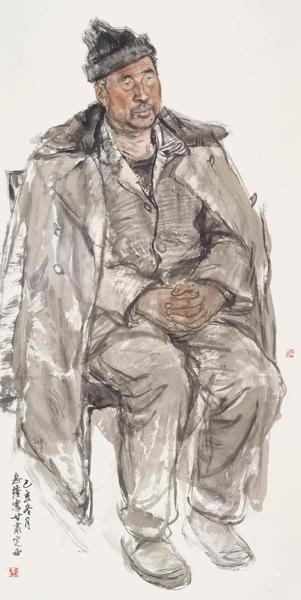 卢志强  人物写生  纸本设色  153×83cm