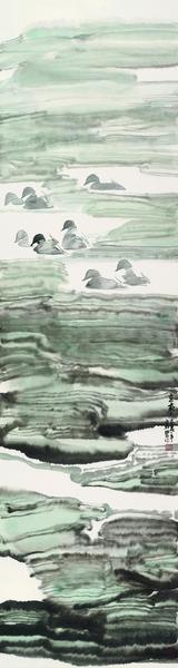 乔宜男  立春  纸本设色  180×45cm