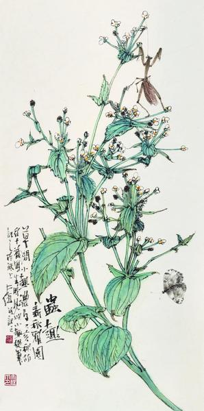 姚大伍  虫趣  纸本设色  50×25cm