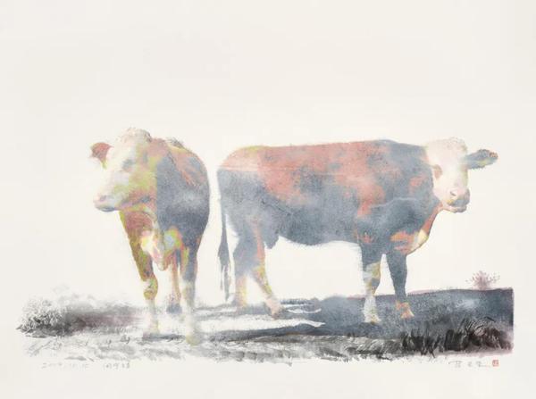 罗贵荣  闽宁镇  版画  56×75cm