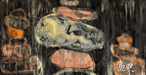 雍布拉康的石头-96x178cm-2019-年-2甄树刚