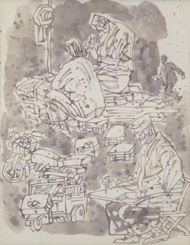 杨晓阳 陕北写生创作系列（之一）水墨 58×45cm 2019 年