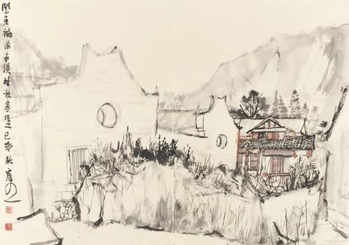 林容生 赤溪村写生（之一） 纸本水墨设色 44