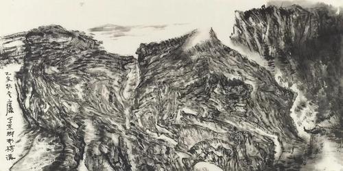 胡应康 写东乡布楞沟（之一） 纸本水墨 34×68cm 2019 年