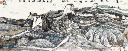 右玉古城垛口写生-崔泽培