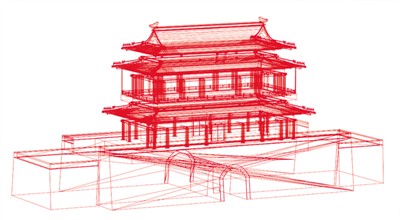 明迁都北京后，北京城较元大都整体南移；明清时期中轴线上的建筑、景观的规模、气势、规整程度均达到了历史最高水准。1(供图：清城睿现数字科技研究院）