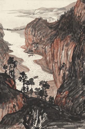 黄河龙门口-85.4x55.7cm-1960年-方济众